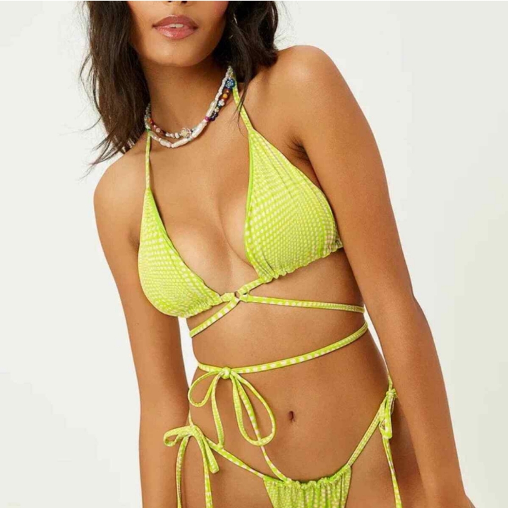 Frankie's bikinis lime green/yellow med bottom lg top